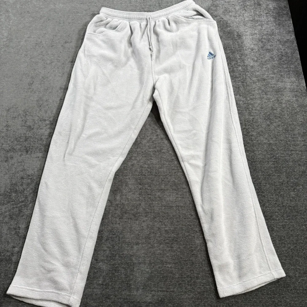 Vintage‎ Adidas Gray Fleece Sweatpants Men's Size Large Elastic Waistband Soft